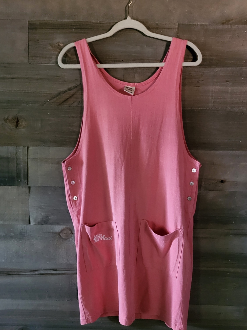 Vintage 90's Pink Sleeveless Pocket Dress Jumper Beach Coverup Size M Like New